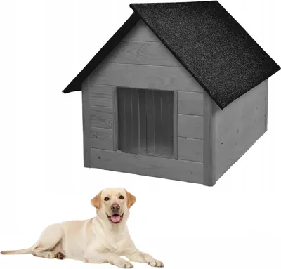 Image de QLS Niche en bois pour chiens 101x69 cm Isolée Grise Résistante à l'hiver Outdoor 10989