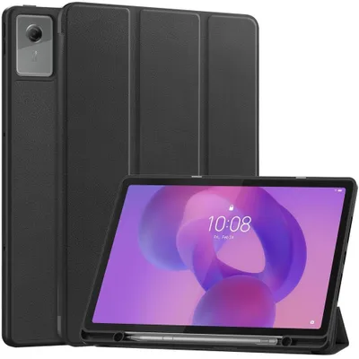 Produktbild von Lenovo Idea Tab Plus Hülle - Coverup Tri-Fold Ständer Klapphülle mit Schlaf/Wach-Funktion und Stylushalter - Schwarz