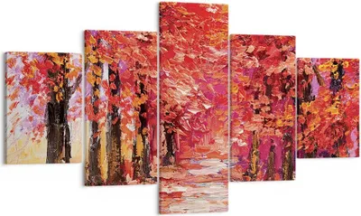 Produktbild von Bild auf Leinwand - Leinwandbild - 5 Teile - Herbst Park Allee - 125x70cm - Wand Bild - Wanddeko - Wandbilder - Leinwanddruck - Bilder - Wanddekoration - Leinwand bilder - Wandbild - EA125x70-4292