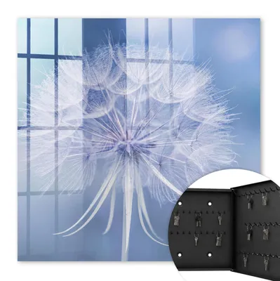 Produktbild von Metall Schlüsselkasten 30 x 30 cm - schwarzer Schlüsselschrank zur Wandmontage - wandhängende Schlüsselbox mit Tür - rechts öffnend - Schlüsselaufbewahrung für Flur - Büro - Arbeitszimmer - Werkstatt - Garage - Zarter Löwenzahn