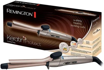 Immagine prodotto di Arricciacapelli da 19 mm con protezione cheratinica, dotato di Vetroceramica e olio di mandorla, con 8 impostazioni di temperatura fino a 210°C, pinza, per creare ricci definiti, look naturale, colore bronzo