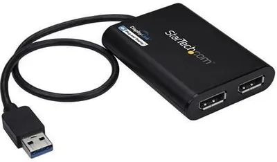 Produktbild von StarTech.com USB 3.0 to Dual DisplayPort Adapter 4K 60Hz, DisplayLink Certified, Video Converter with External Graphics Card - Mac & PC (USB32DP24K60) - DisplayPort-Adapter - USB Typ A (M) zu DisplayPort (W) - USB 3.0 - 30 cm - unterstützt 4K 60 Hz (4096 x