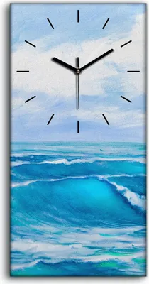 Produktbild von Küchenuhr Bürouhr Leinwand Uhr 30x60 Foto Bild Malerei des Meere auf Skizze - schwarze Hände