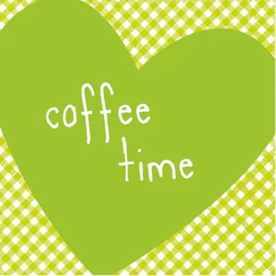 Produktbild von ARTEBENE Papier-Servietten, Herz-Muster, "Coffee Time", grün, 20 Stück, 25x25 cm
