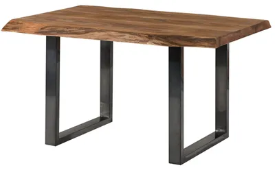 Produktbild von MASSIVMOEBEL24.DE Baumtisch Sheesham 140x90x77 natur gebeizt / U-Beine anthrazit glänzend FREEFORM 5