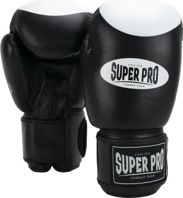 Produktbild von Super Pro Boxer Pro Boxhandschuhe Velcro Schwarz/Weiß - 18 oz.