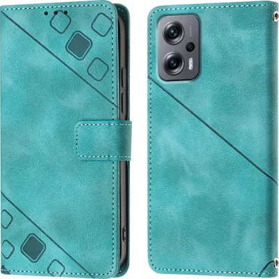 Produktbild von Hülle für Xiaomi Poco X4 GT Prägung Flip Leder Brieftasche Schutzhülle mit Ständer Grün