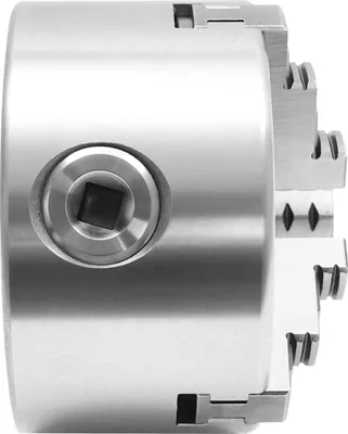 Zdjęcie produktu dla Uchwyt tokarski/uchwyt zaciskowy – K11-80 Samocentrujący 3-szczękowy – 80 mm – Ręczny – Do tokarki/CNC – Stal/żelazo – Srebrny