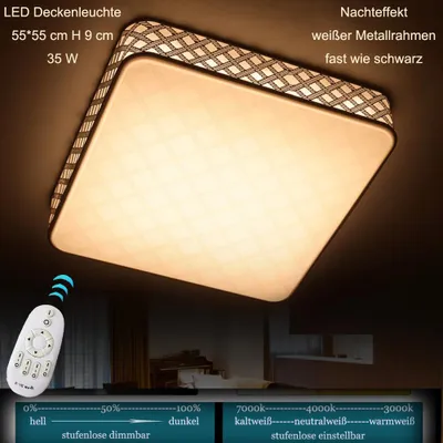 Produktbild von LED Deckenleuchte 58005 55*55 cm H 9 cm, 35 W mit Fernbedienung Lichtfarbe/ Helligkeit einstellbar A+