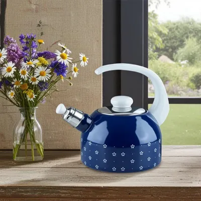 Image de Riess Bouilloire à flûte Plus 2 litres bleu fleuri