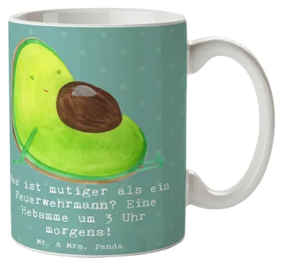 Produktbild von Mr. & Mrs. Panda Kaffeebecher Mutige Hebamme - Meeresbrise - Geschenk, Fachkraft, kaffeetasse bedruckt, Beruf, Berufe, Geburtshilfe, Berufsalltag, Kakaotasse, Tasse