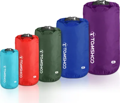 Zdjęcie produktu dla TOMSHOO, wodoodporne worki do przechowywania, zestaw 5 sztuk, lekkie, wodoodporne worki do przechowywania, idealne do outdooru, campingów, żeglarstwa, wędrówek i raftingu