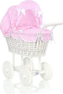 Produktbild von Puppenwagen Reed – Spielzeugwagen – handgefertigt und ökologisch, rosa Uple, robustes Holz