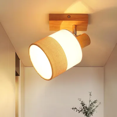 Image de ZMH Spot de plafond à LED 1 flamme, plafonnier en bois, plafonnier E14 Vintage, spot orientable 350°, spot mural, sans ampoule
