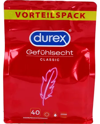 Produktbild von Durex Gefühlsecht Classic, Männliches Kondom, weich, Transparent, Latex, 40 Stück(e)