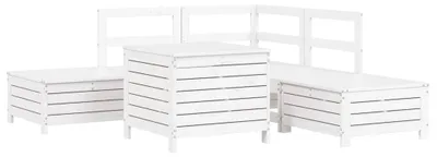 Produktbild von vidaXL 6-tlg. Garten-Sofagarnitur Weiß Massivholz Kiefer