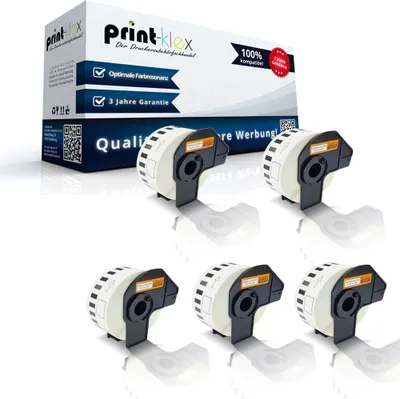 Produktbild von Print-Klex 5x Kompatible Etiketten-Rollen kompatibel mit Brother P-Touch DK-22214 P-Touch QL 580 Series QL 650TD QL 700 QL 710W QL 720NW DK22214 12 mm 30,48m 24mm Endlos Adress Etiketten Label Office Serie