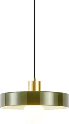 Zdjęcie produktu dla QAZQA – Retro Retro lampa wisząca I Lampa wisząca I Lampa wisząca złota I Mosiądz z zielonym szkłem – Jina I Salon I Sypialnia – Okrągła – Pasuje do żarówek LED E27