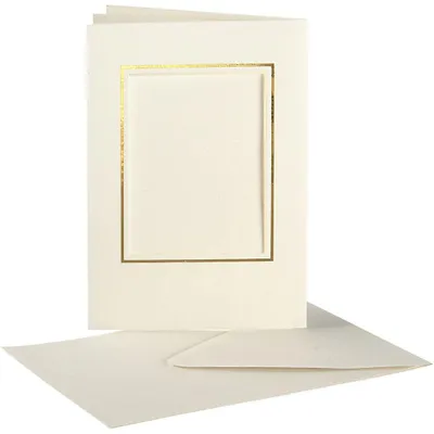 Productafbeelding van Passepartout Kaarten - Kaarten met opening - Kunst en knutselen - Dubbele blanco kaarten - 10 stuks - Gebroken wit