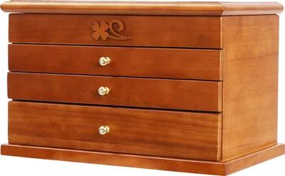 Produktbild von 4 Schichten Schmuckkästchen Holz mit Spiegel 3 Schubladen Schmuckkoffer