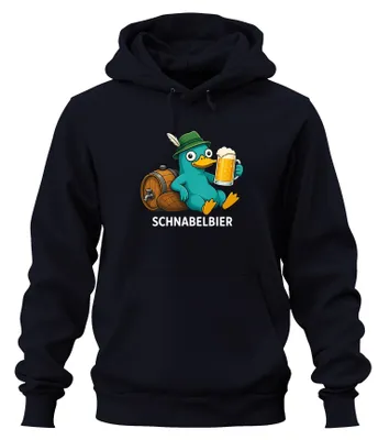 Zdjęcie produktu dla Schnabelbier, Schnabeltier, Seppelhut, piwo , bluza z kapturem na wieczór panieński, kolor granatowy, rozmiar L