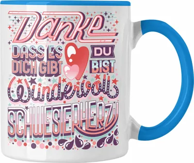 Produktbild von Trendation - Beste Schwester Tasse Geschenk von Schwester an Schwester Lieblingsschwester von Bruder Geschenkidee Spruch (Blau)