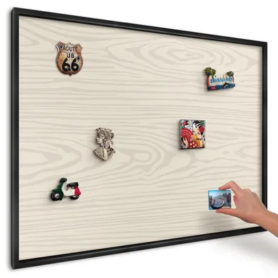 Produktbild von Magnettafel 100x70 cm mit schwarzem Rahmen - Magnetische Metalltafel, Magnetpinnwand zur Wandmontage für Wohnzimmer, Küche, Flur, Kinderzimmer und Büro - Holzringe
