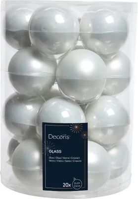 Produktbild von Weihnachtskugeln Glas 6cm x 20 Stück - Winterweiß