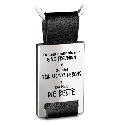 Produktbild von "Beste Freundin" Rectangle-Schlüsselanhänger aus Leder - Liebevoller Freundinnen Schlüsselanhänger - Gravur "Du bist die Beste"