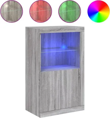 Produktbild von Beistellschrank mit LED-Leuchten Grau Sonoma Holzwerkstoff