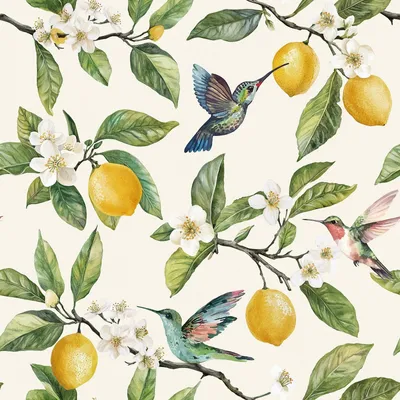 Image de Papier peint pour cuisine, couleur jaune citron, résistant à l'eau - Papier peint décoratif auto-adhésif avec des motifs d'oiseaux