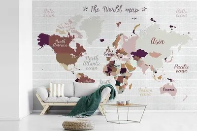 Produktbild von Weltkarten-Wandtapete - Braun - Einfach - Breite 360 cm x Höhe 240 cm