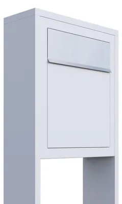 Produktbild von Standbriefkasten Base in Weiß mit Edelstahlklappe
