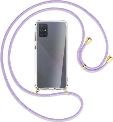 Produktbild von Handykette Backcover-Schutzhülle mit Band (Metall goldfarben) für Samsung Galaxy A71 (A715) - violett