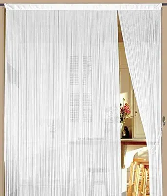 Produktbild von Weißer Fadenvorhang, 100 cm x 200 cm (BxH), als Raumteiler und Türvorhang