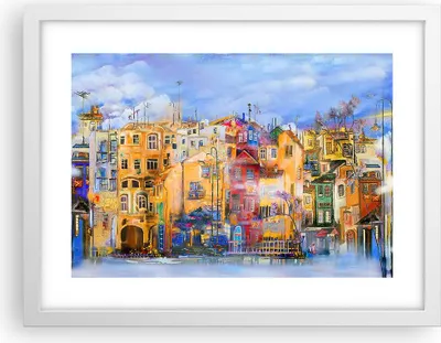 Produktbild von Gerahmtes Poster - Weißer Rahmen - Altstadt Mietshaus - 40x30 cm - Wand Bild - Wanddeko - Wandbilder - Kunstposter - Wandposter - Bilderrahmen - Bilder - Kunstdruck - Wandbild - P2WAA40x30-3419
