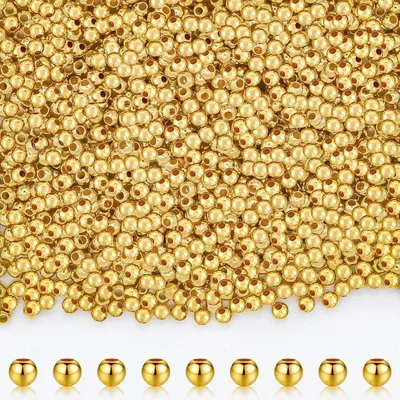 Obrázok produktu pre Solidchoice - 1000 kusov 3 mm zlatých korálok na výrobu šperkov