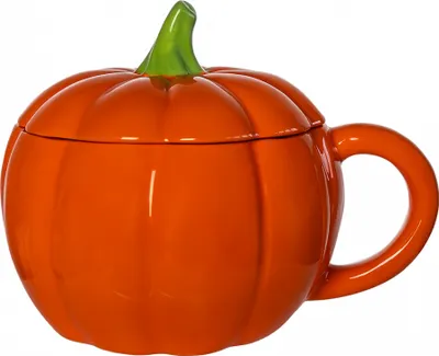 Produktbild von Halloween Kürbis Tasse mit Deckel als Geschenkartikel 500ml