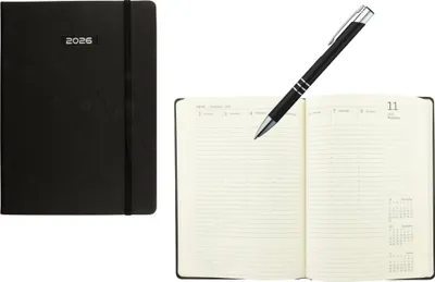 Produktbild von Terminplaner 2026 / Wochenkalender / Farbe: schwarz + Kugelschreiber