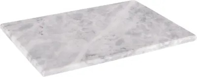 A rectangular marble serving platter on a white background.