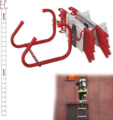 Produktbild von Famanu Rettungsleiter - Sicherheitsleiter aus Aluminium - 15 Meter - Rot