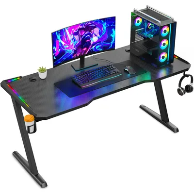 Produktbild von Avalo Gaming Schreibtisch - 120 x 60 x 73 cm - Spieletisch mit LED-Beleuchtung - Tisch - Schwarz, KI-generiertes Bild