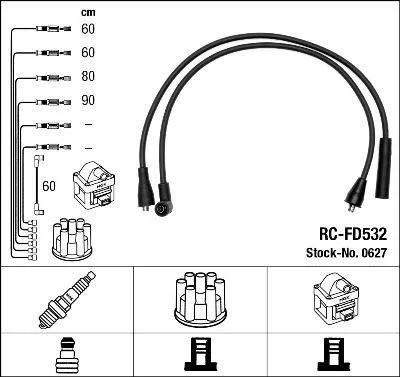 Produktbild von NGK 0627 Zündkabelsatz Zündleitungssatz für FORD FIESTA I (GFBT) für LADA Samara Limousine (21099, 2115)