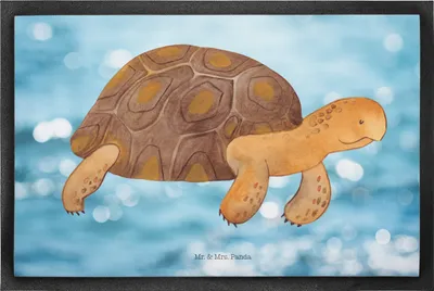 Produktbild von Mr. & Mrs. Panda Schmutzfangmatte Schildkröte Marschieren 60 x 90 cm - Oceanblue - Geschenk, fußmatte, Lieblingsmensch, Motivation, Meer, Schildkröten, Schmutzmatte