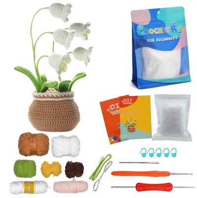 Image de Kit de crochet Fleurs Campanules - Kit crochet DIY Fleurs en pot dès 14 ans