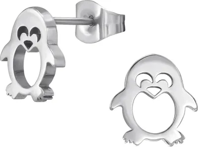 Produktbild von Ohrringe Ohrstecker 316L Chirurgenstahl Pinguin in verschiedenen Farben Farbe - Silber