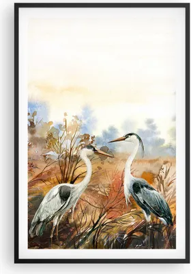 Produktbild von Gerahmtes Poster - Schwarzer Rahmen - Kraniche Vögel Herbst - 61x91,5 cm - Wand Bild - Wanddeko - Wandbilder - Kunstposter - Wandposter - Bilderrahmen - Bilder - Kunstdruck - P2BPA61x91-5077