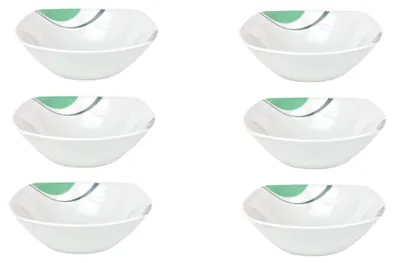 Zdjęcie produktu dla zestaw 6 miseczek na sałatkę Corona 14,2 cm porcelana biała z dekoracją