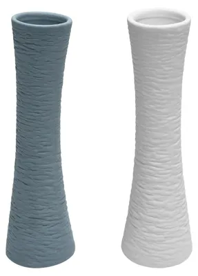 2er-Set Keramikvasen, Weiß/Grau, 20,5 cm, für Frisch- und Trockenblumen