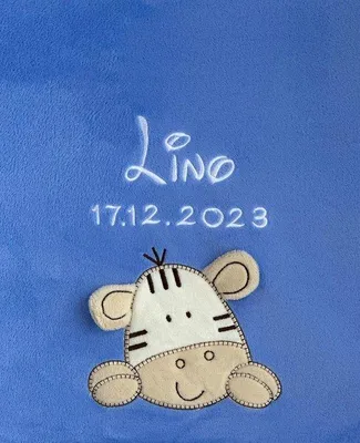 Produktbild von Famanu Babydecke mit Name und Geburtsdatum - Azuurblau